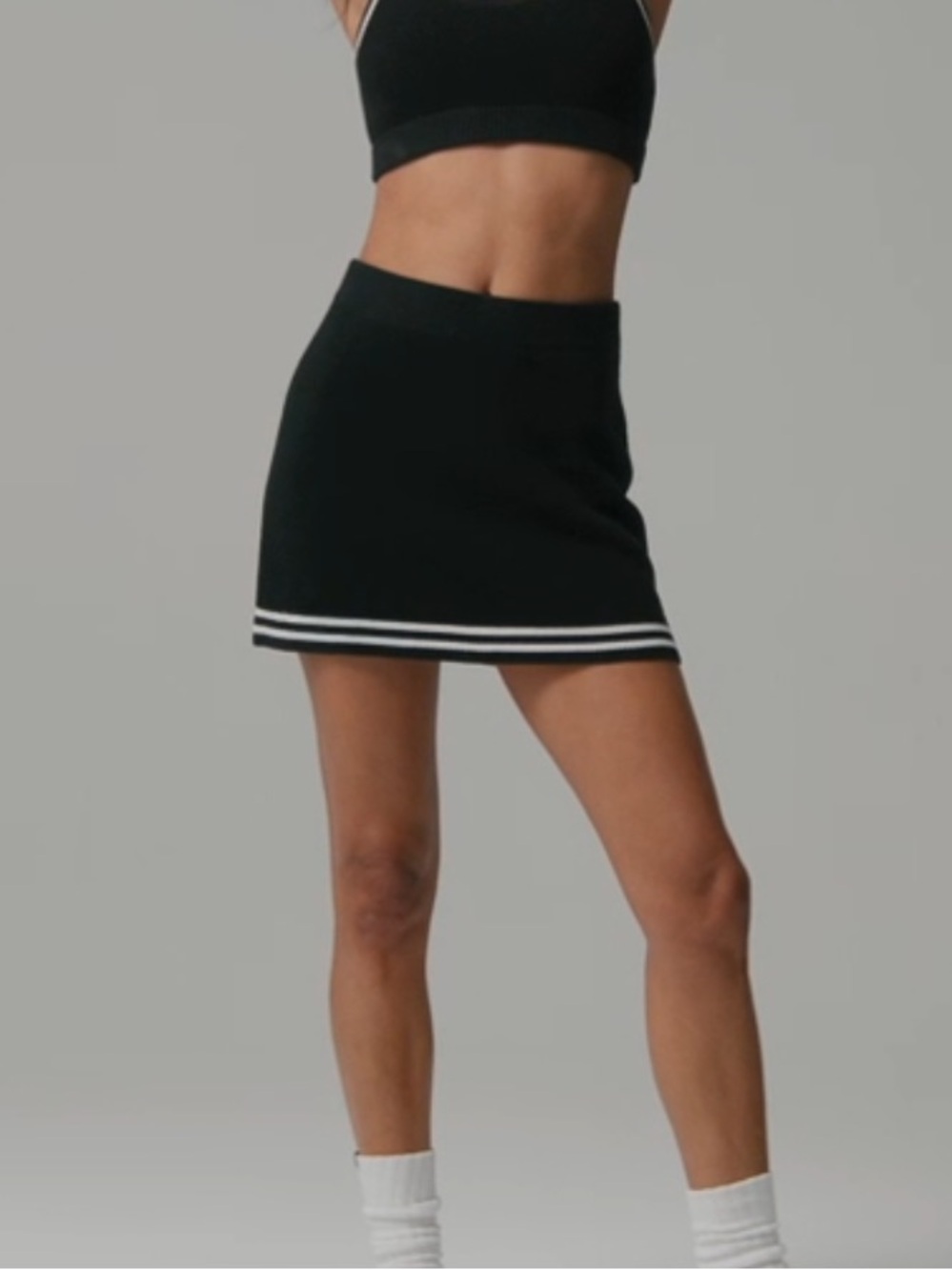 alo yoga tennis club knit sweater skirt